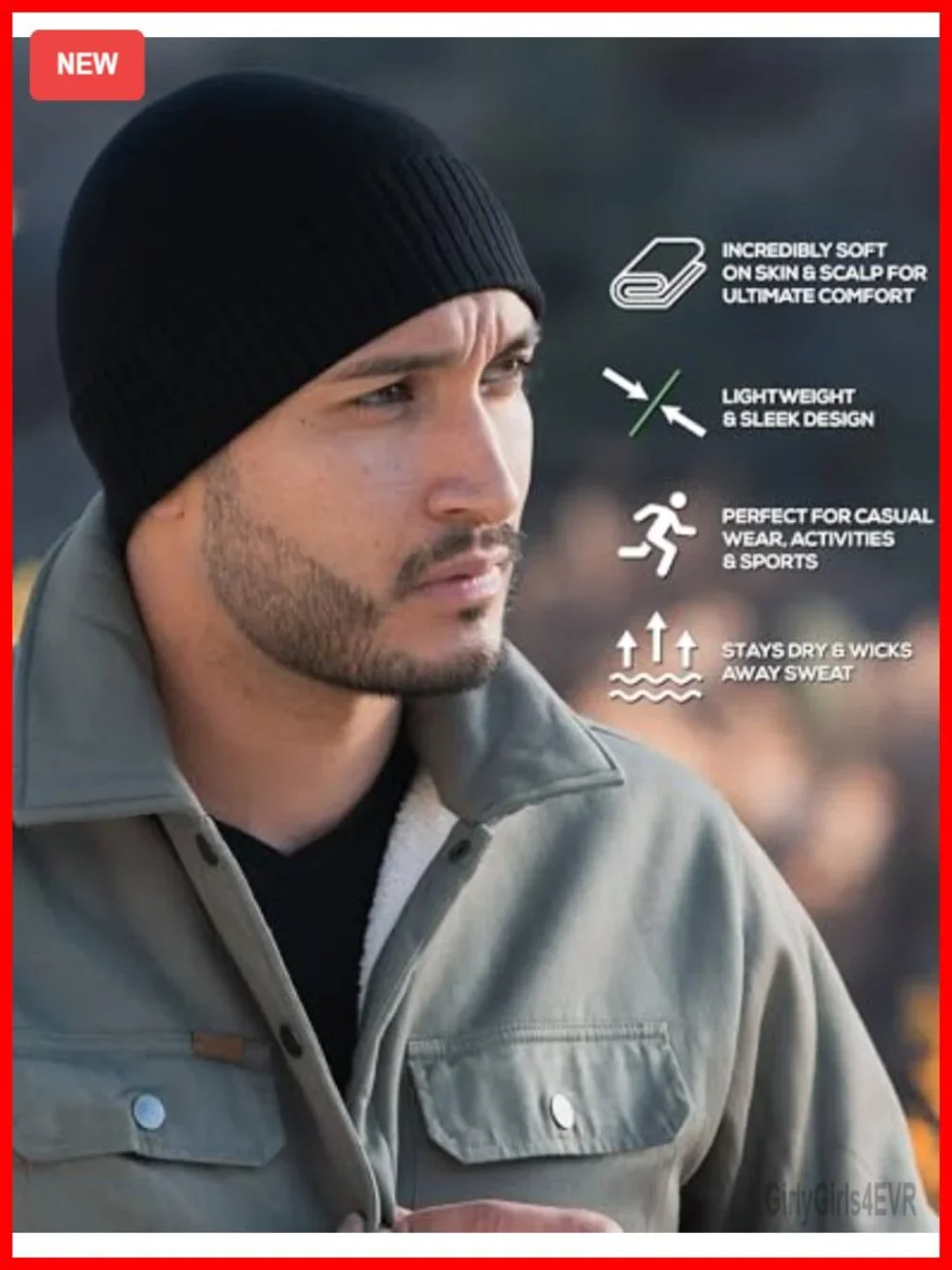 Bamboo Lightweight Beanie - Soft Athletic Winter Hat for Sports